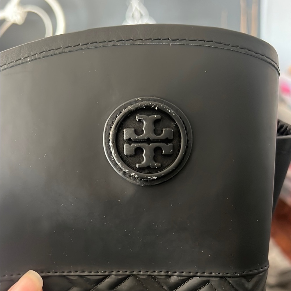 Black Quilted Tory Burch Rain Boots - Picture 5 of 7